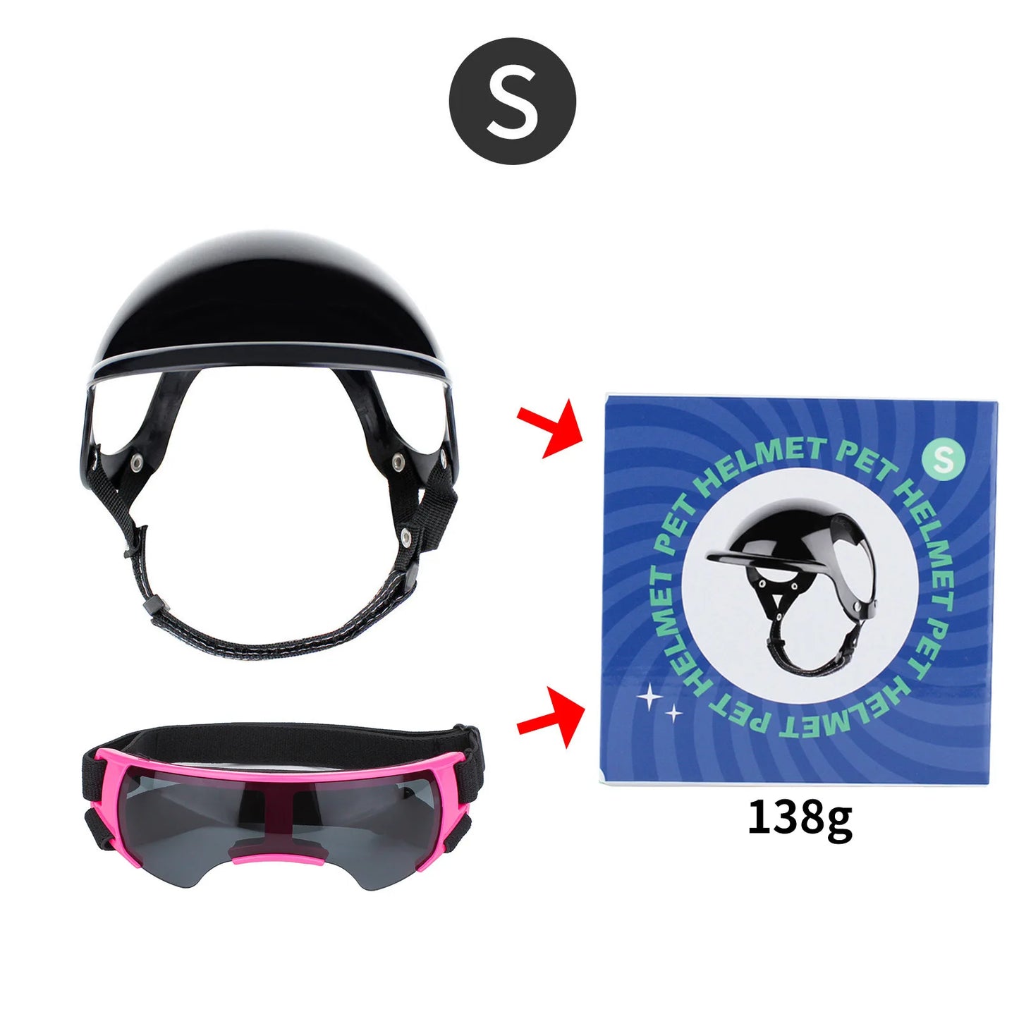 LETVIA Pet Helmet Glasses Set Dog Motorcycle Helmet Safety Helmet Sun-protective Pet Goggles Outdoor Photo Headwear Accessories