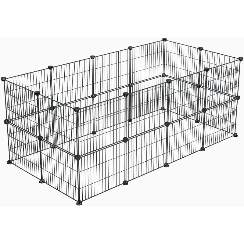 24-Panel Small Animal Playpen, 15x12" Metal Wire Fence, Indoor/Outdoor for Pets