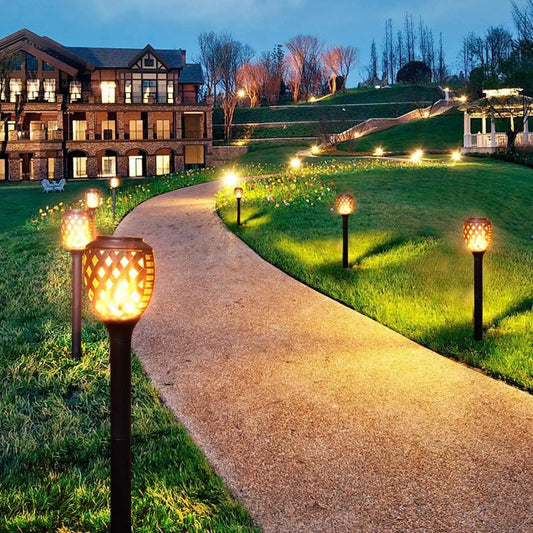 8-Piece Solar Lights, Outdoor Water-Resistant Flickering Flames Torch Light, Landscape Decoration Lighting