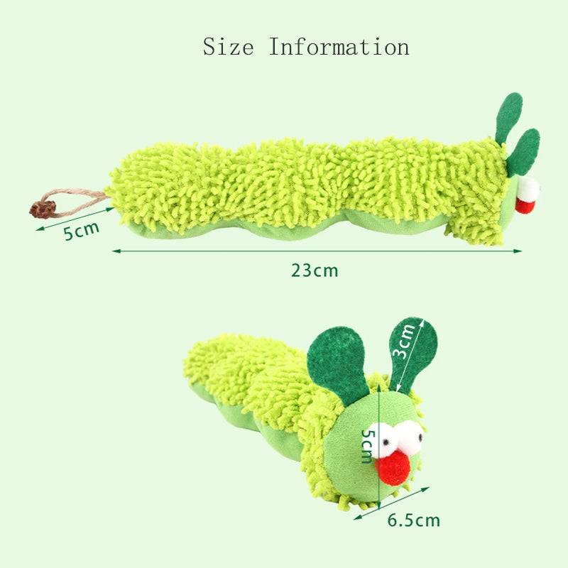 Caterpillar Plush Chew Toy for Cats & Dogs, Durable Bite-Resistant Teething Pet Toy, Interactive Soft Cat Dog Boredom Relief