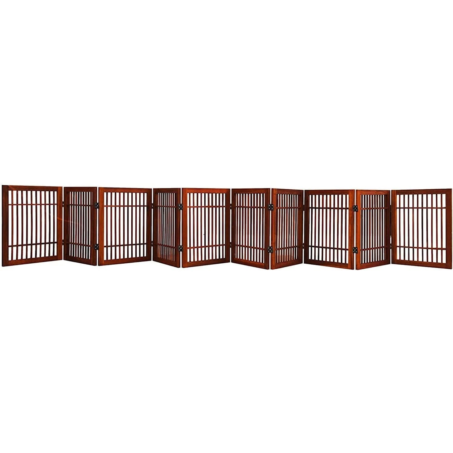 Pet Dog Gate Strong and  standing Folding Acacia Hardwood Portable Wooden Fence Indoors or Outdoors Foldabl