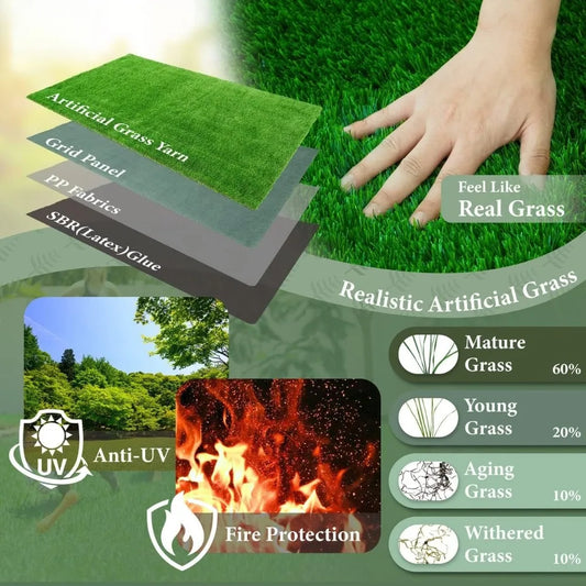 42 X 72 inch indoor/outdoor artificial turf, artificial grass decoration, pet dog grass mat, potted plant training with drainage