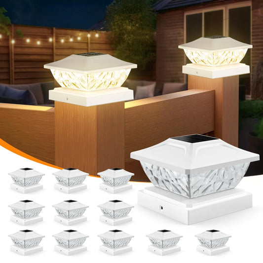 4/6/8/12 Pack 2 Mode Bright Solar Post Lights White