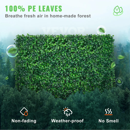 SucceBuy Artificial Boxwood Panel UV 24pcs 20x20/24x16 in Boxwood Hedge Wall Panels Artificial Grass Backdrop Wall Green Grass