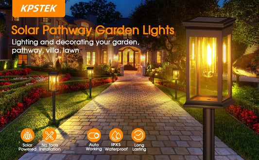 12 Pack [Upgraded] Solar Lights, 2700K Warm White, Super Bright 12Hrs, for Yard/Garden Walkway