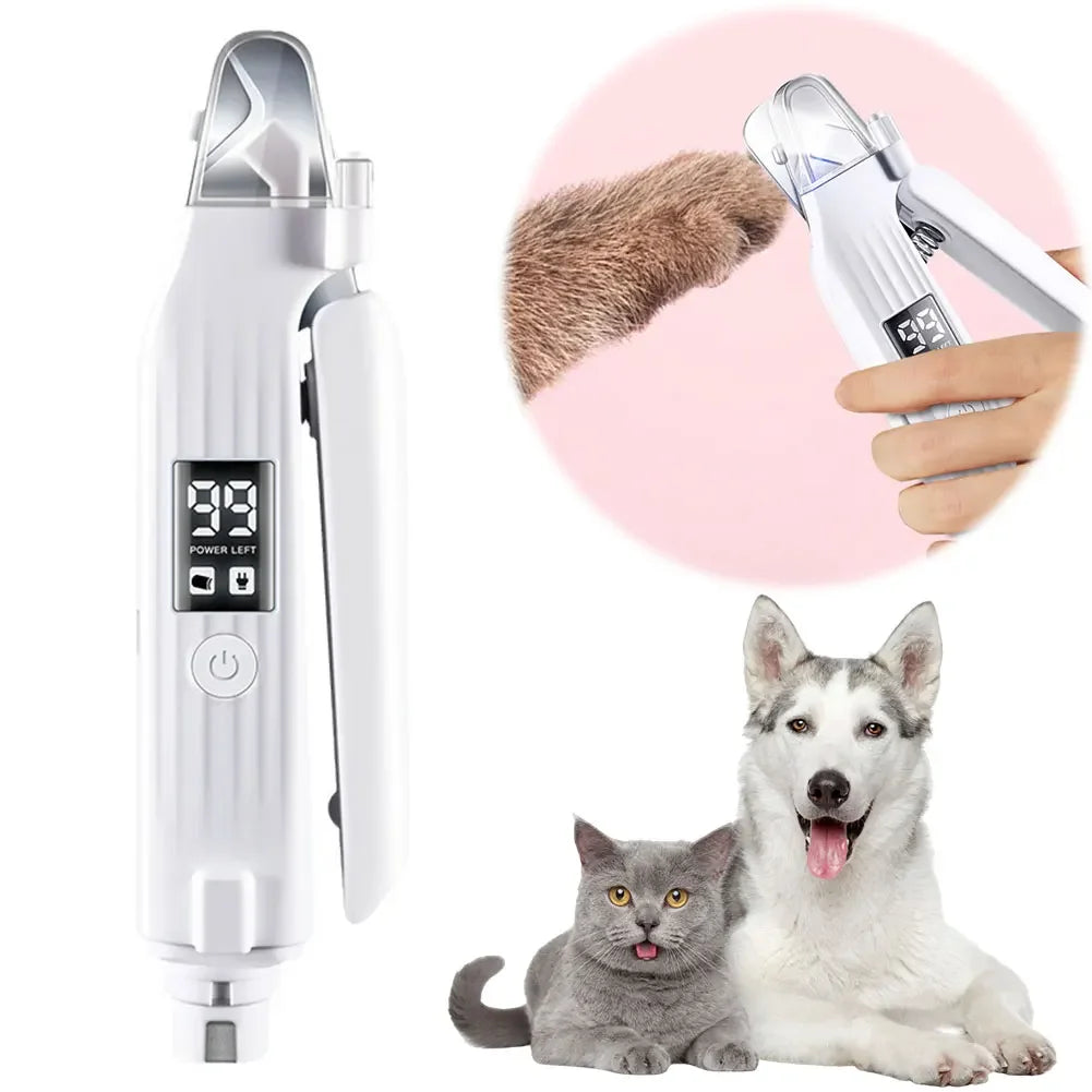 2 in 1 Electric Dog Nail Grinder and Clipper with LED Lights Pet Nail Trimmer Pet Nail Grinder for Small Medium Large Dogs/Cats