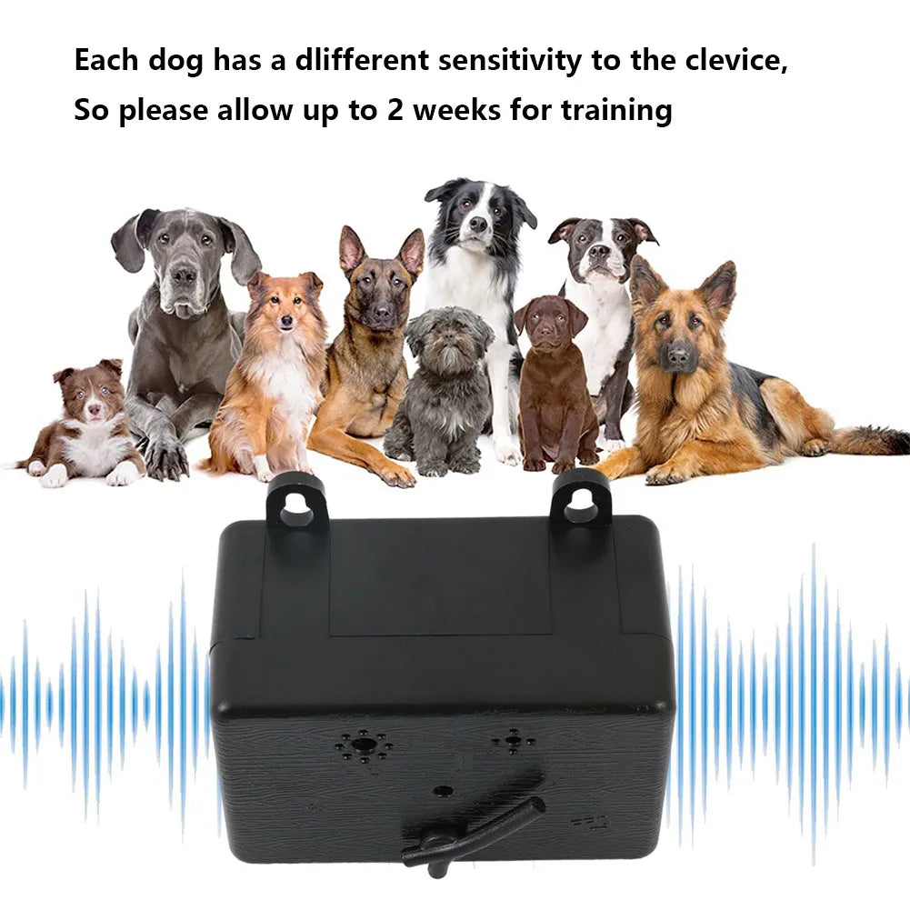 Ultrasonic Outdoor Anti Barking Device 4 Adjustable Level 50 Ft Dog Stop Bark Silencer Tool Waterproof Safe for Pets and People