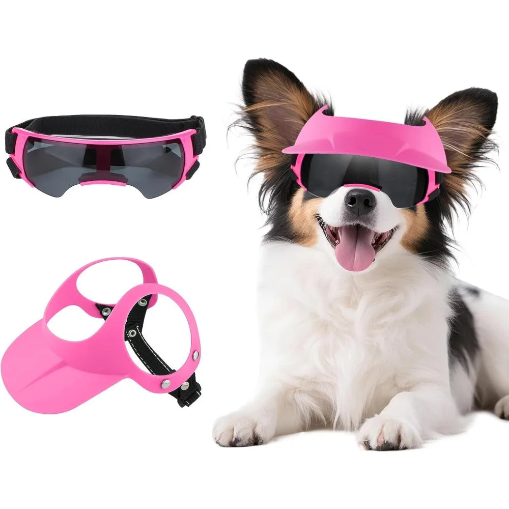 Small Dog Hat and Goggles Set–Adjustable Puppy Sun Hat UV Protection Doggy Sunglasses, Small Dogs Accessories for Party/Beach/Tr