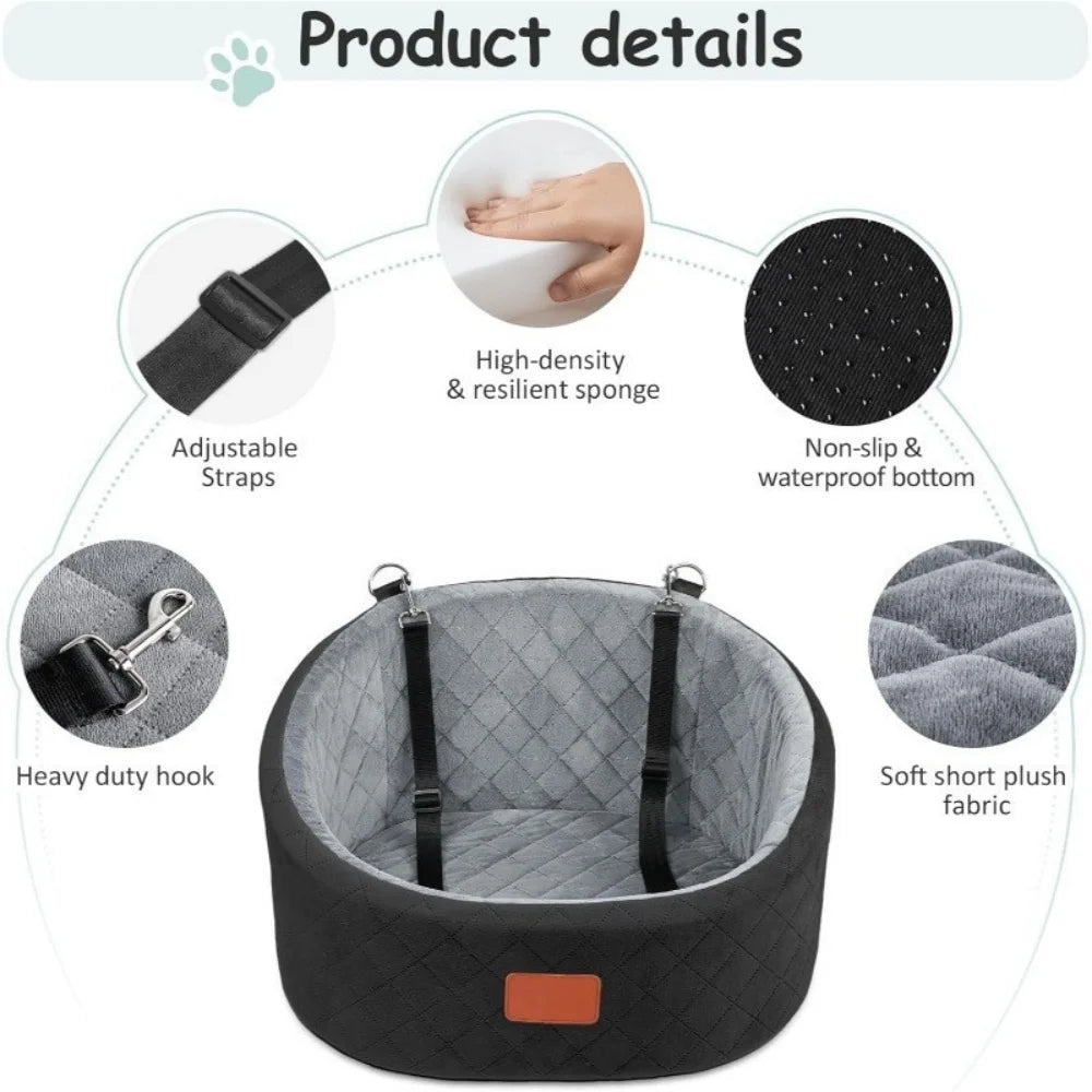 Pet Car Bed for Dogs, Travel -Purpose Dog Seat Pad, Car Dog Box, Portable Dog Bed for Car, Comfortable Travel Pet Cushion