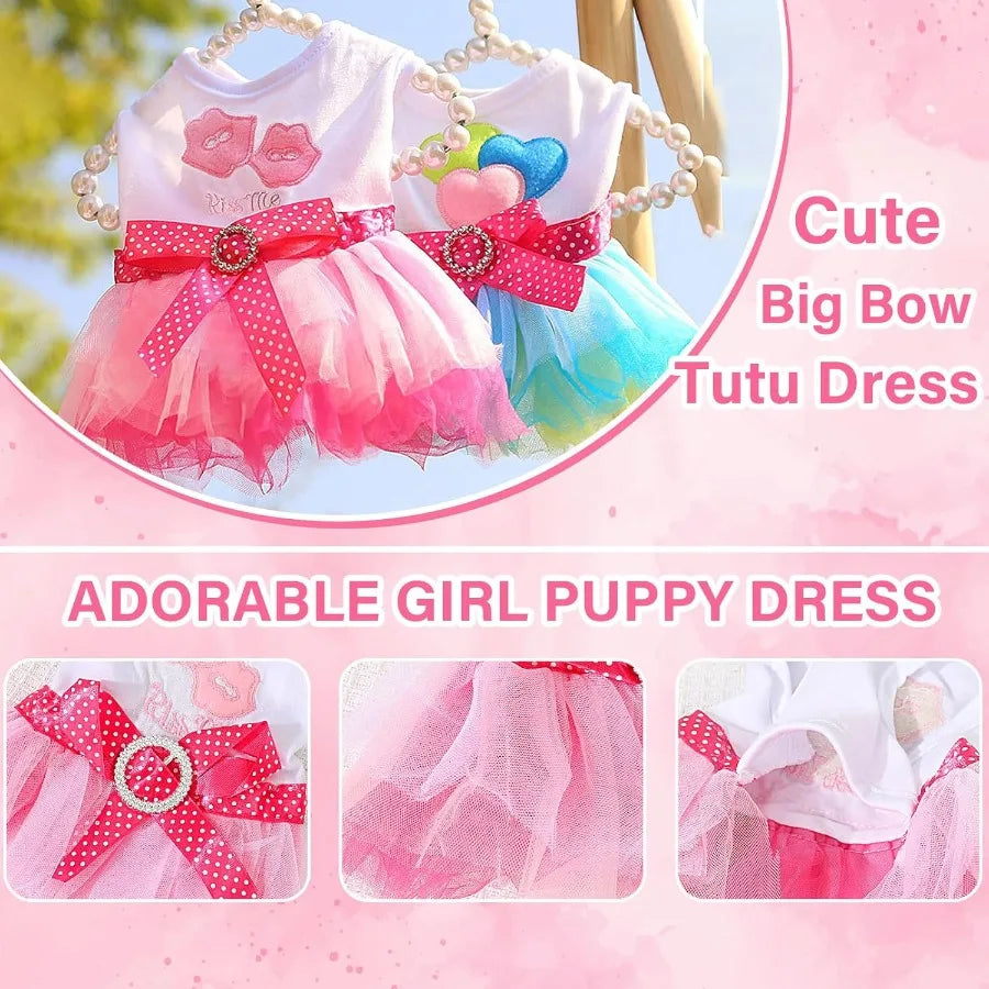 2 Pack Cute Princess Tutu Dog Dresses for Small Female Dogs Suitable for Chihuahua Yorkie and Other Tiny Breeds Adorable Outfit