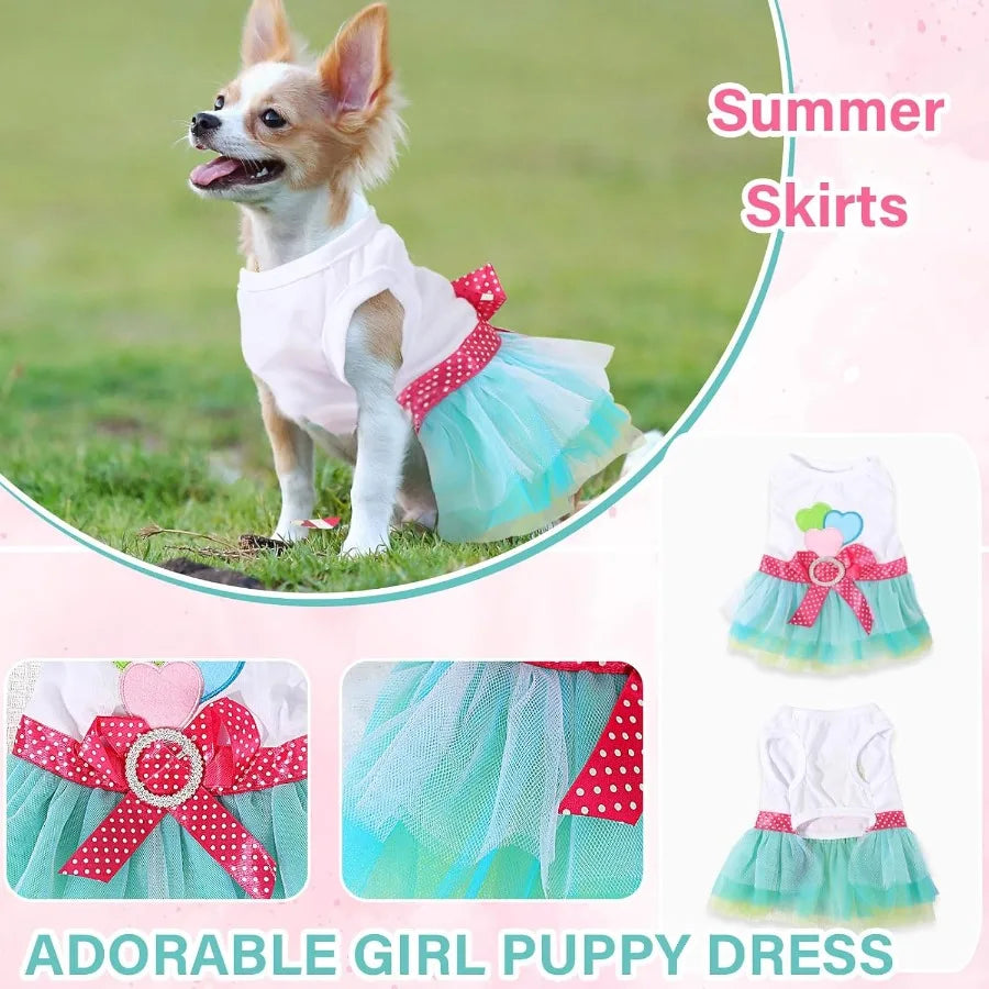 2 Pack Cute Princess Tutu Dog Dresses for Small Female Dogs Suitable for Chihuahua Yorkie and Other Tiny Breeds Adorable Outfit