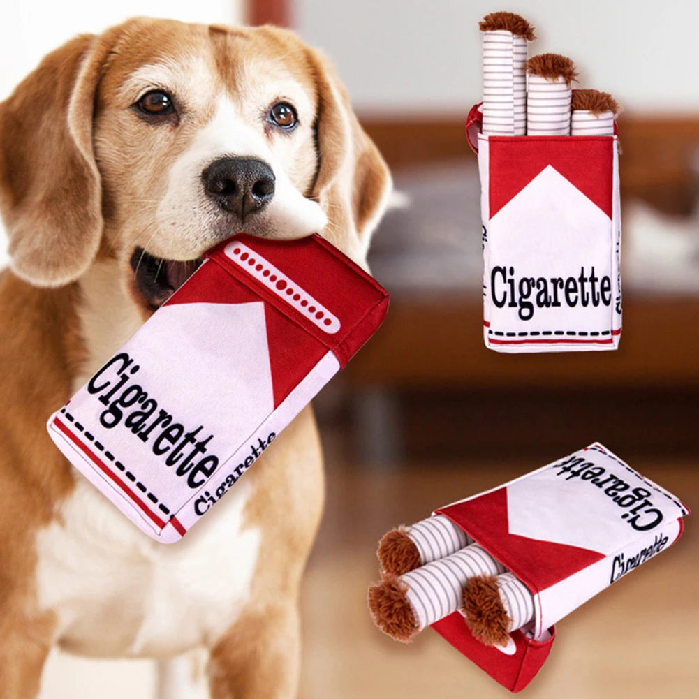 Cigarettes Dog Toy Imitation Cigar Chew Toy Interactive Plush Dog Chew Toy Funny Stuffed Dog Toys Novelty for Chewing Teething