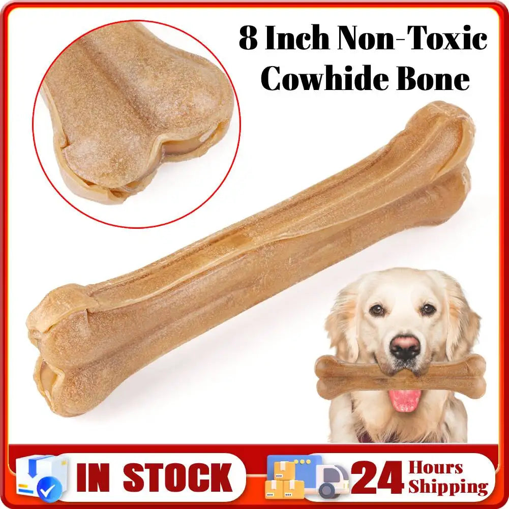 8 Inch Cowhide Bone Non-Toxic Creative Teeth Clean Stick Anti-bite Leather Chew Bone  for Small Medium Large Dog