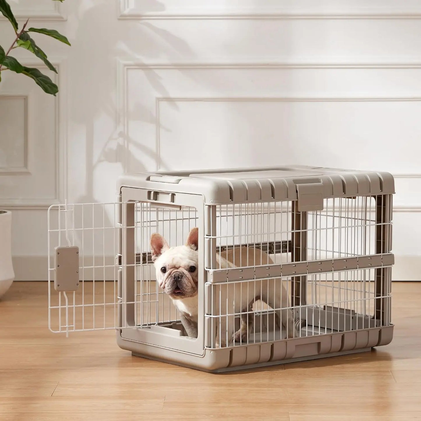 Collapsible Dog Crate for Medium Dogs - 28' L, Foldable Steel Kennel with Wheels, Portable Indoor Carrier, No Tools Needed