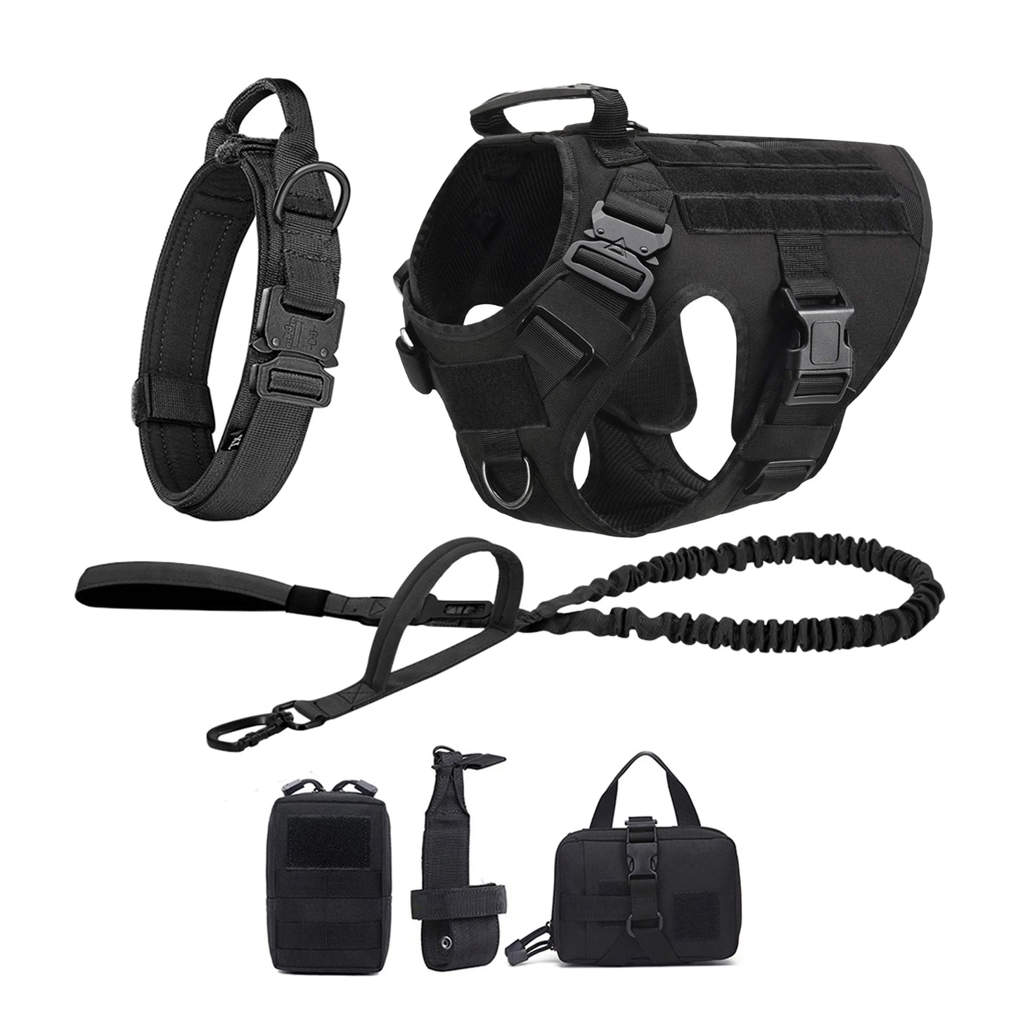 Tactical Dog Harness Collar Leash Molle Pouches For Medium Large Dogs Pet German Shepherd Training Walking Vest Dog Harnesses