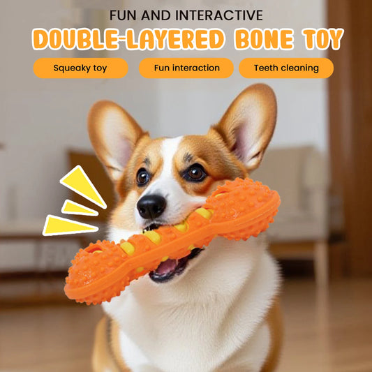 3Pcs Teeth Cleaning Molar Stick Squeaky Bones Interactive Massage Toothbrush Dog Toy Textured Teething Bone Puppy Chew Toy