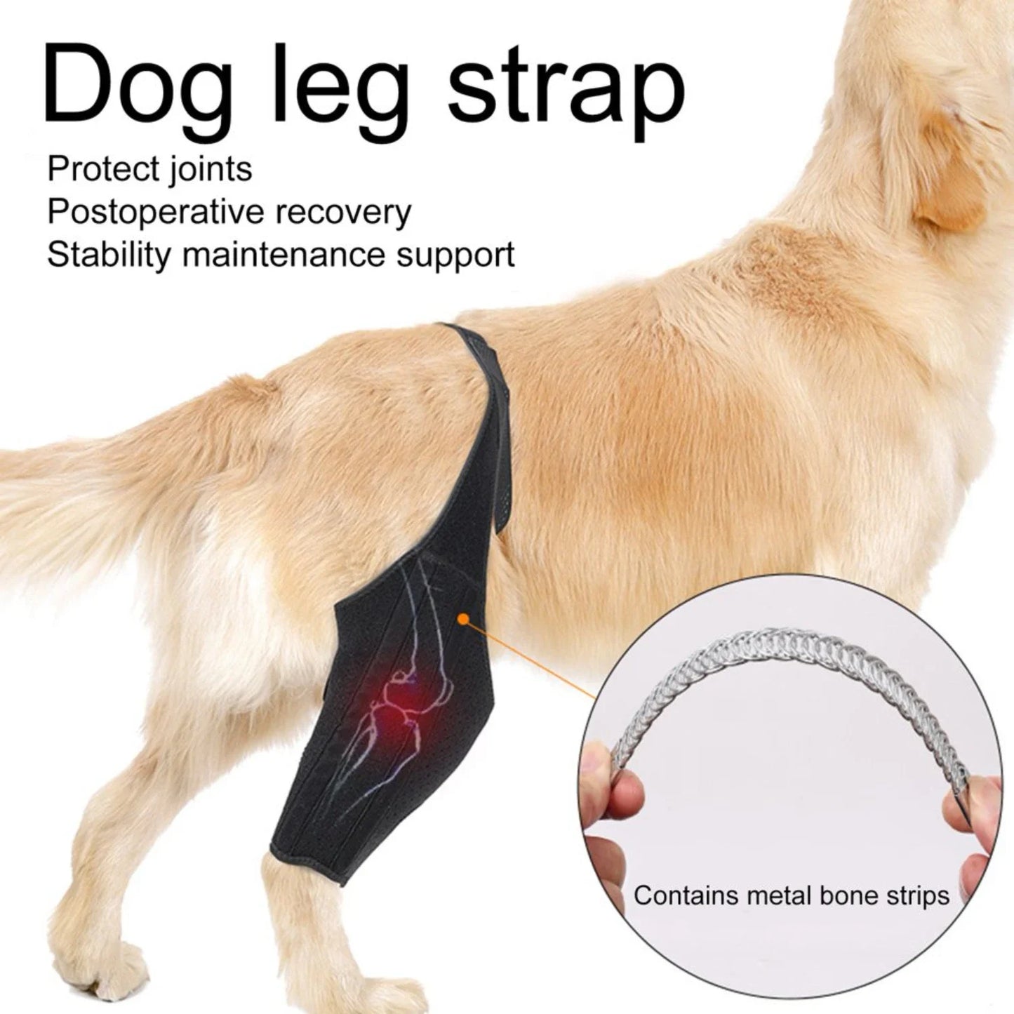 Dog Knee Brace Fastening Strap Adjustable Wear Resistant Hind Leg Brace Pet Supplies