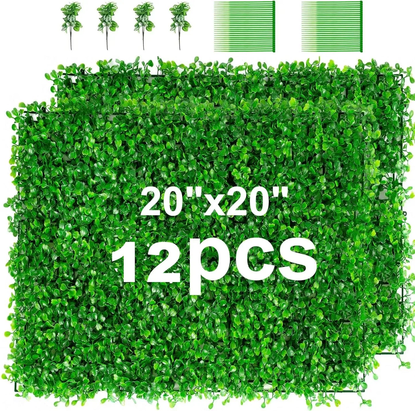 Artificial Bright Green Plant Wall Landscape Christmas Home Decoration Fake Plants Lawn Privacy Fence, Boxwood Grass Panel Decor