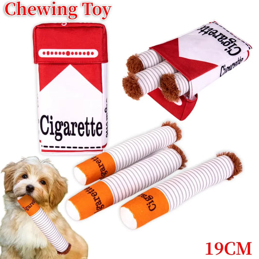 Cigarettes Dog Toy Imitation Cigar Chew Toy Interactive Plush Dog Chew Toy Funny Stuffed Dog Toys Novelty for Chewing Teething