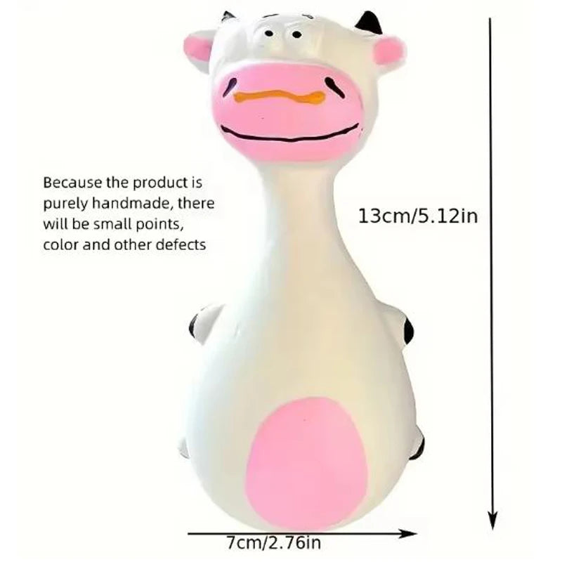 1 Piece Fat Bellied Cartoon Fun Bite Resistant Latex Sound Dog Toy Purple Elephant White Cow Brown Optional