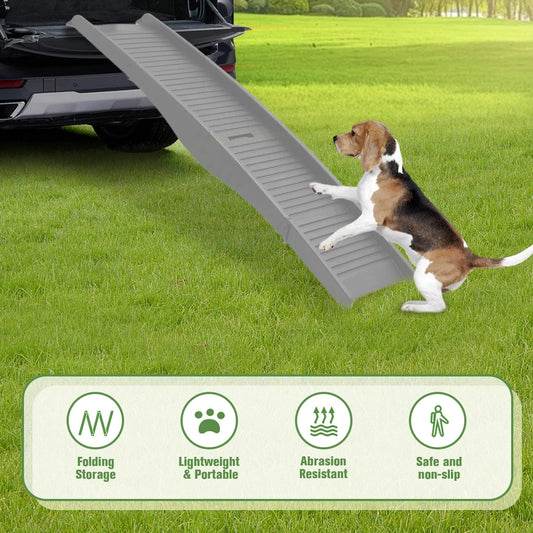 Folding Dog SUV & Truck Ramp 59x15.8 Inch Foldable Car Ramp for Dogs Non-Slip Rug Surface for Medium & Large Dogs Get Into A Car