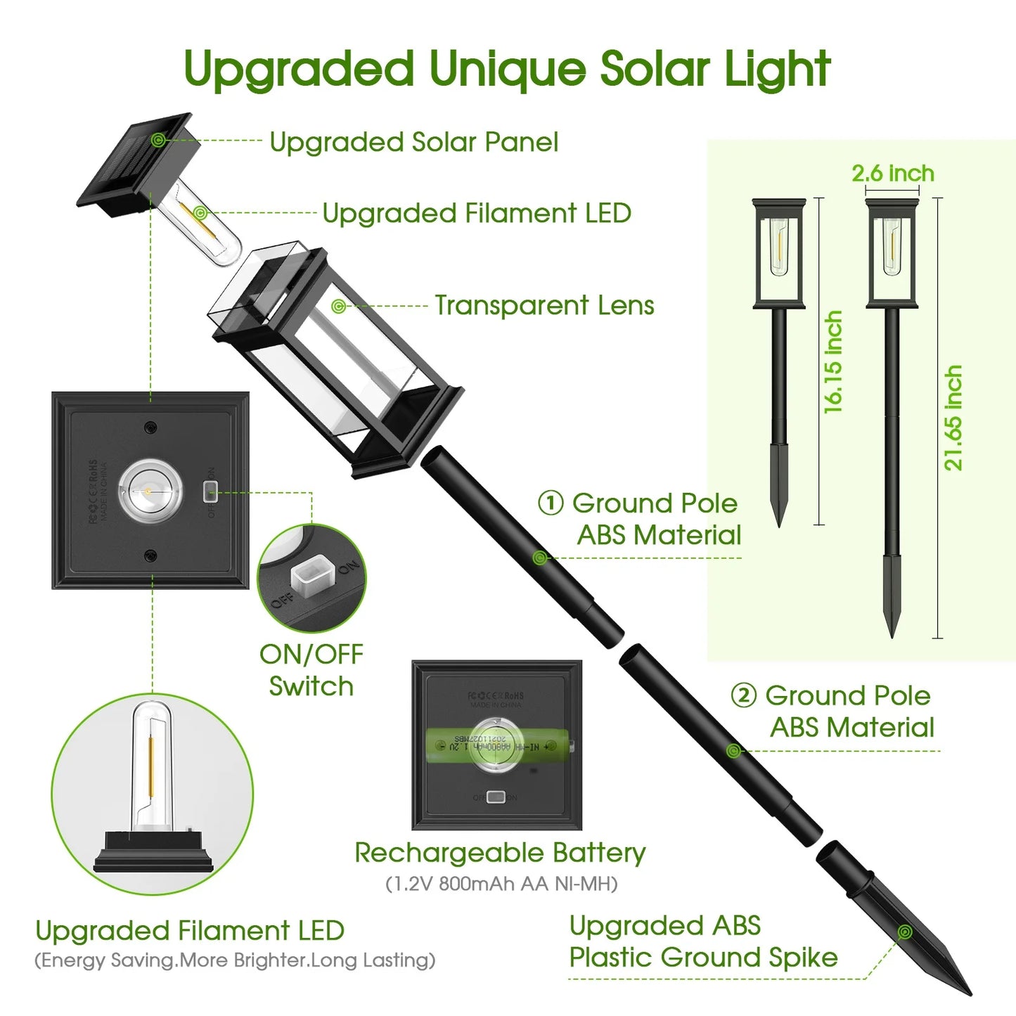 12 Pack [Upgraded] Solar Lights, 2700K Warm White, Super Bright 12Hrs, for Yard/Garden Walkway