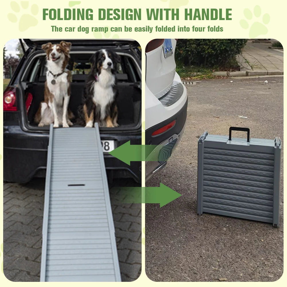 Folding Dog SUV & Truck Ramp 59x15.8 Inch Foldable Car Ramp for Dogs Non-Slip Rug Surface for Medium & Large Dogs Get Into A Car