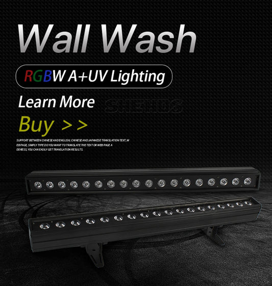 SHEHDS LED 18x18W Wash Wall Floodlight Landscape Flood Down Lighting for Dj Disco Party Wedding Christmas Lights Audience