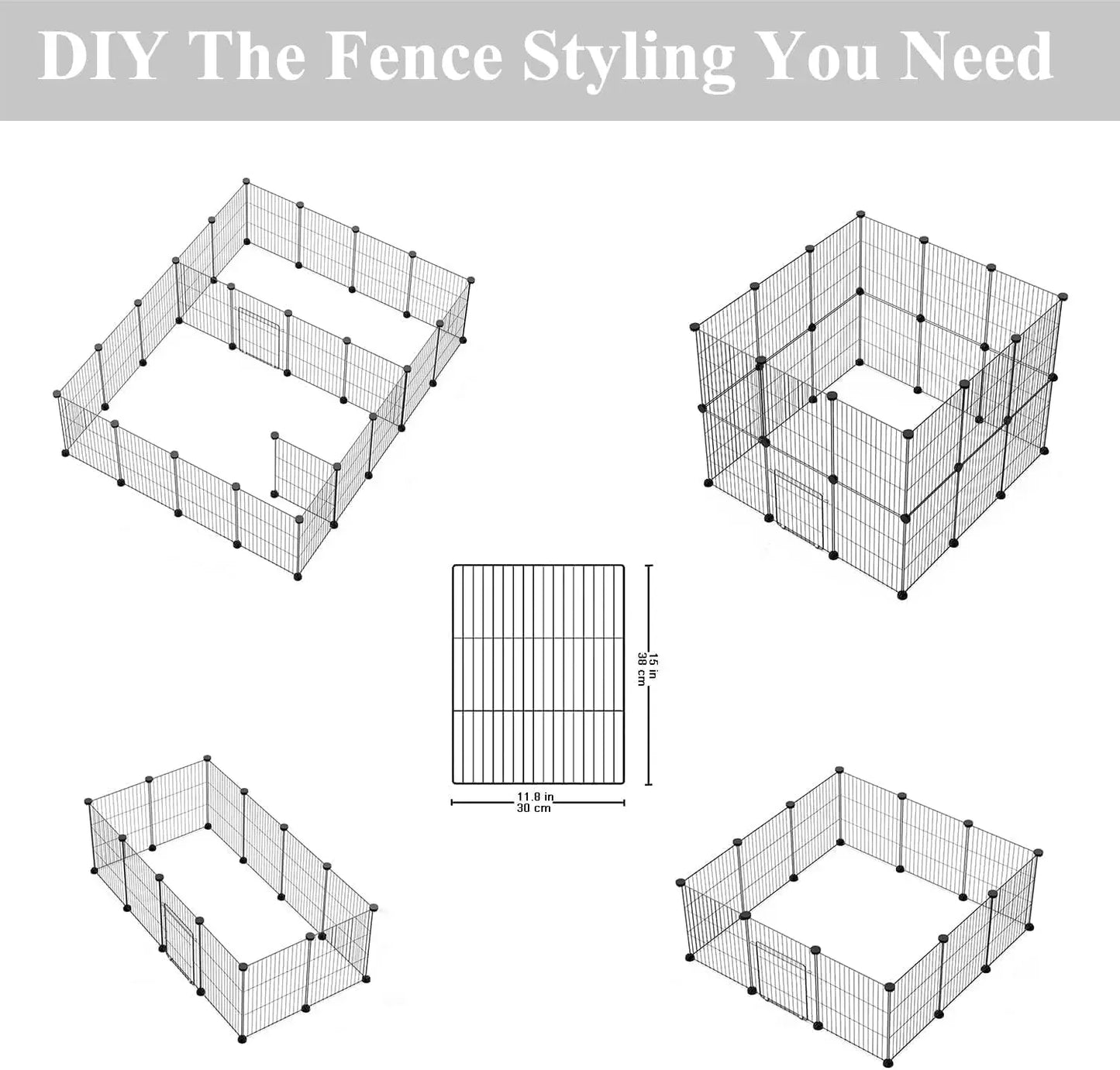 24-Panel Small Animal Playpen, 15x12" Metal Wire Fence, Indoor/Outdoor for Pets