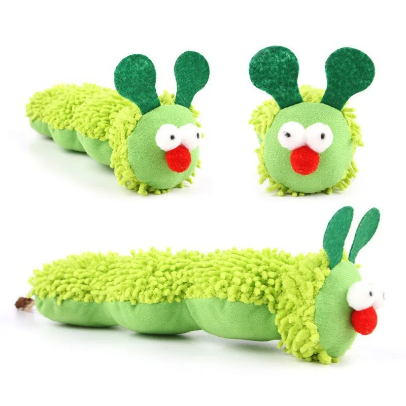 Caterpillar Plush Chew Toy for Cats & Dogs, Durable Bite-Resistant Teething Pet Toy, Interactive Soft Cat Dog Boredom Relief