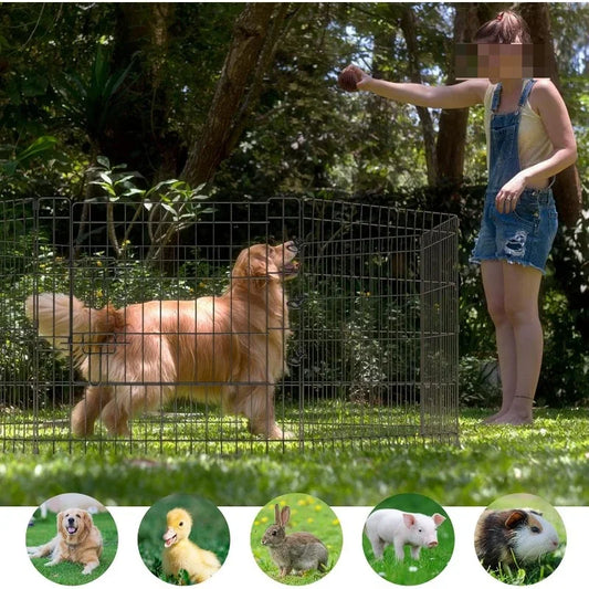Pet Playpen Puppy Playpen Kennels Dog Fence Exercise Pen Gate Fence Foldable Dog Crate 8 Panels 24 Inch for Pet Animals