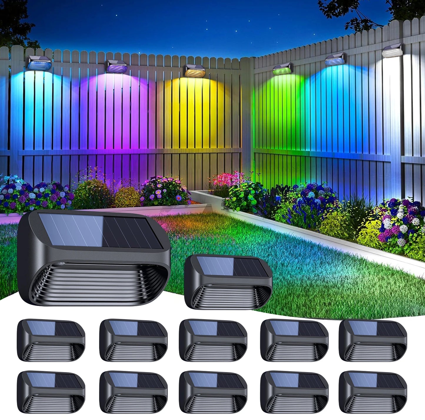 6/12 Pack Fence Lights Solar Powered for Yard Patio Decor