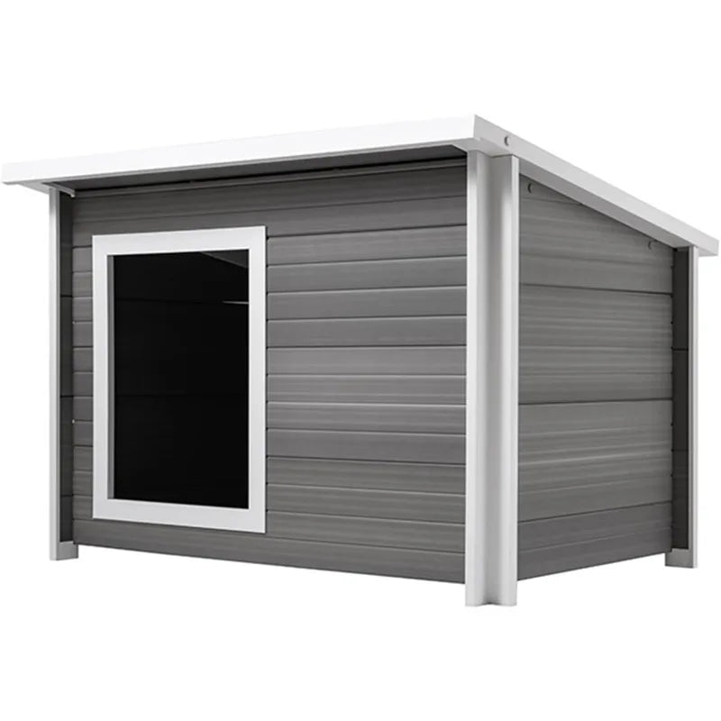Pet ECOFLEX Rustic Lodge XL Dog House - Grey, Wood Plastic Composite, Easy Assembly, Elevated Floor, Fits Dogs Up to 150